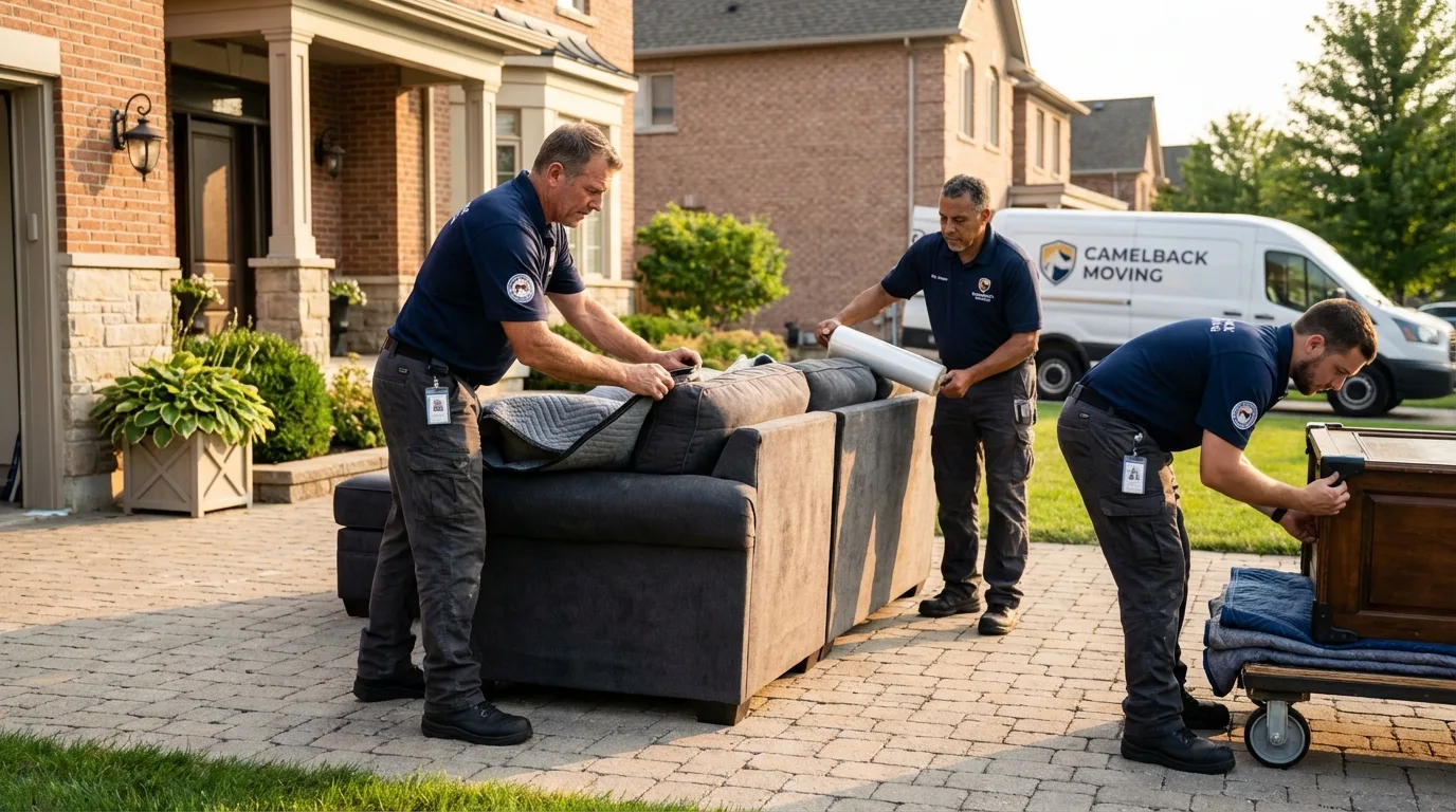 Large estate moving crew wrapping furniture in Magnolia, TX